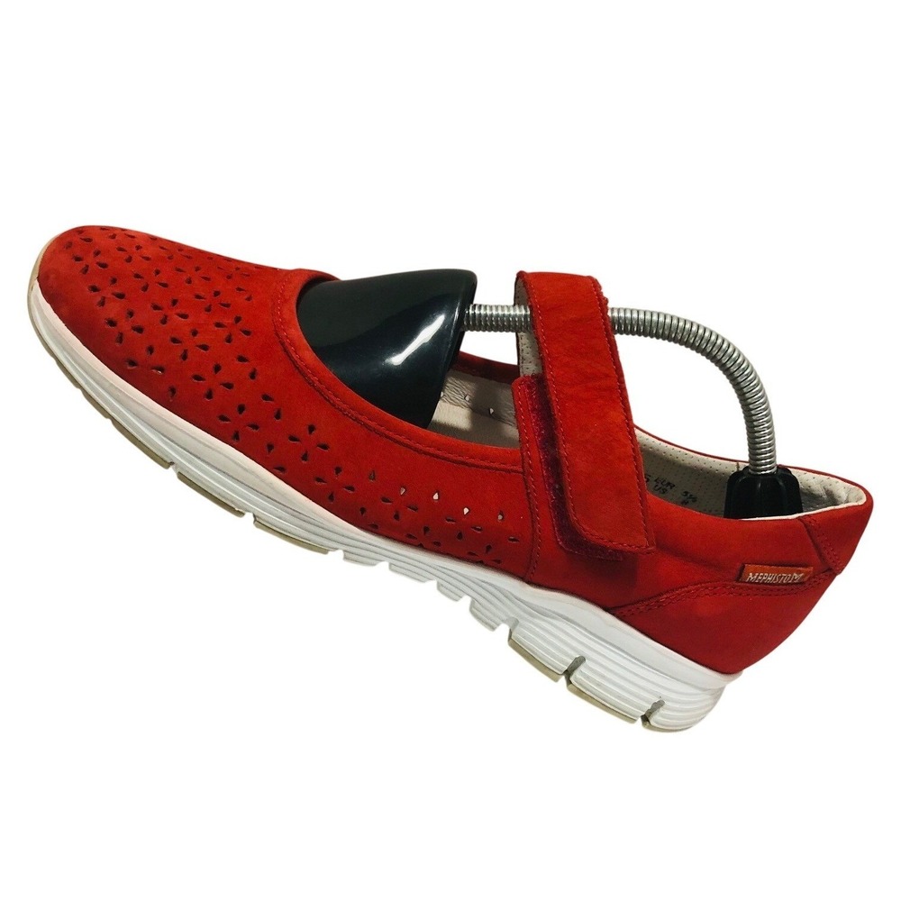 Mephisto Red Mary Jane Shoes Sneakers Perforate Walking Vaca Minimalist Womens 8